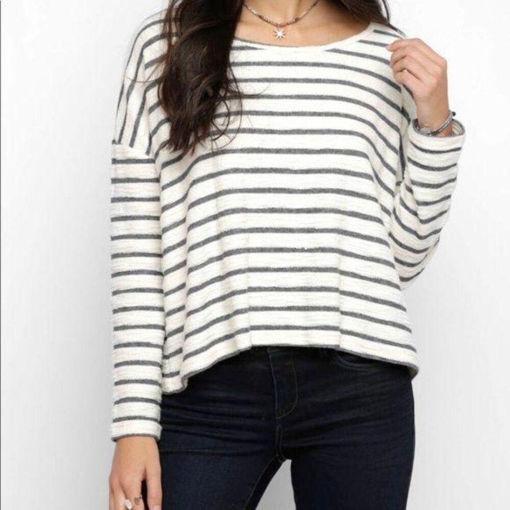Jack BB Dakota Cropped Sweater White Gray Medium